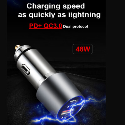 

Quick Charge Car Charger with QC30 USB Port & Type-C PD Port Fast Charging for Mobile Phones Tablets GPS