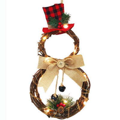 

Christmas Pine Snow Garland Wreath Xmas Hanging Decor Ornament With Red Bow US