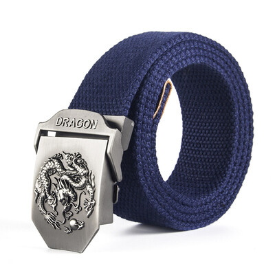 

New Trend Chinese Style Men belt Quality Canvas Automatic Buckle Men belt Army fan casual tooling weaving Wild belt 120cm