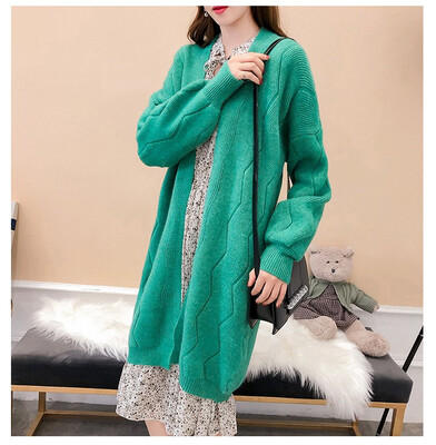 

2018 autumn&winter new sweater jacket womens long&thick&loose knitted sweater cardigan sweater
