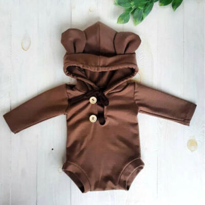 

US Newborn Baby Girl Boy Hooded Romper Bodysuit Jumpsuit Cotton Clothes Outfits