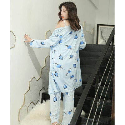 

3Pcs Girl Fresh Strawberry Nighty Super Lovely Sleepwear Sweet Home Clothes Sleeveless Garment Pyjama Trousers Night-Robe