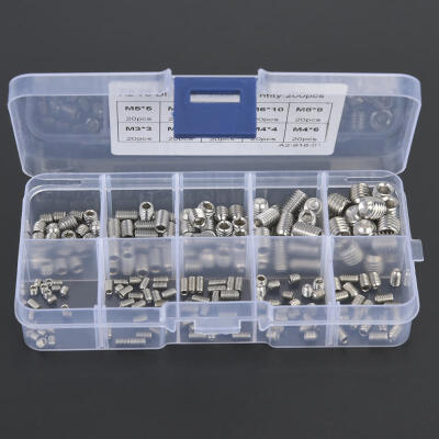 

Greensen 200pcs M34568 Stainless Steel Hex Cup Point Socket Head Grub Screws Assortment Kit