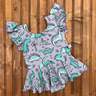 

Newborn Kids Baby Girl Dinosaur Print Romper Dress Skirt Outfits Summer