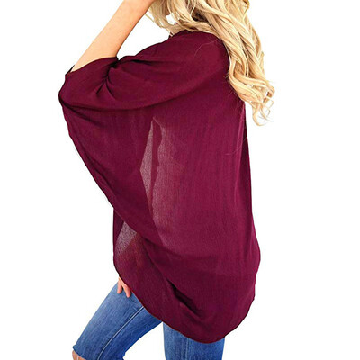 

Toponeto Womens Summer Solid Color Kimono Cardigan Loose Sleeves Cover up