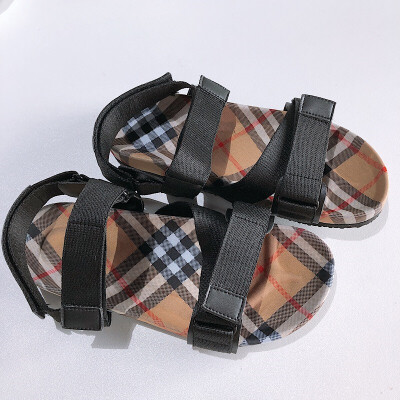 

Willa&Emma Black plaid parent-child sandals in the middle of the child 13713