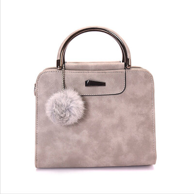 

Fashion Women Plush Ball Faux Leather Shoulder Bag Tote Purse Crossbody Handbag