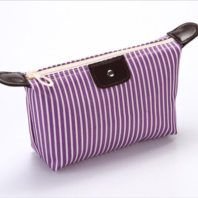 

Dumpling Shape Stripes Waterproof Cosmetic Makeup Purse Wash Bag Organizer Pouch Handbag