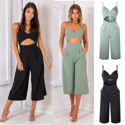 

Summer Women V Neck Sleeveless Bodycon Bodysuit Jumpsuit Slim Short Romper -XL