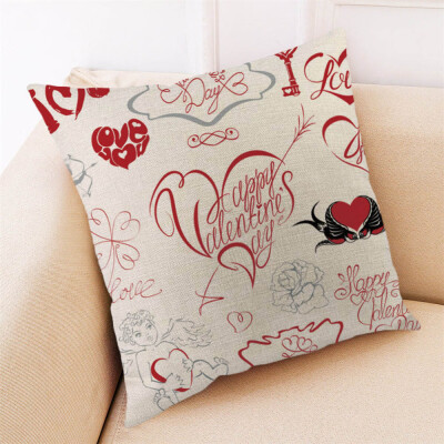 

Siaonvr Happy Valentine Pillow Cases Cotton Linen Sofa Cushion Cover Home Decor