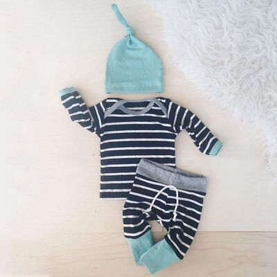 

3PCS Set Newborn Baby Boy Girl Kids Tops Long Pants Hat Outfit Clothes