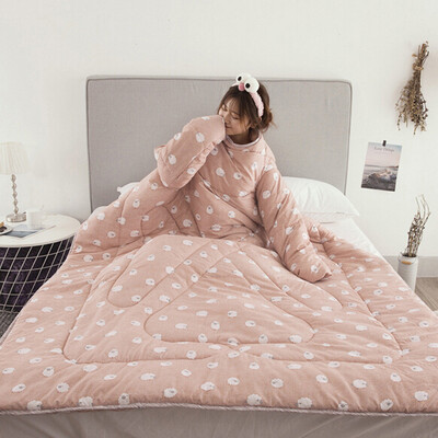 

Toponeto Multifunction Lovers Winter Warm Long Sleeve O-Neck Suit Print Thicken Blanket