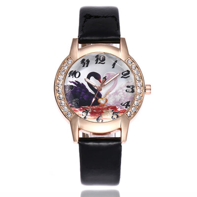 

Ladies Swan Watch Tree Belt Double Row Diamond English