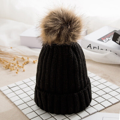 

Korean version Winter Thickening Knit hat Imitation mink hair Hat Hairball Keep warm Hedging cap