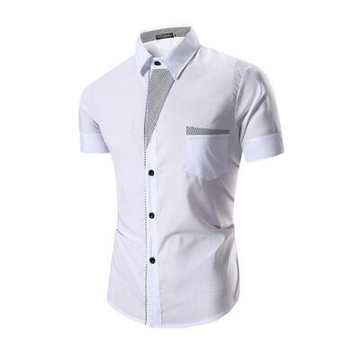 

Slim Fit Short Sleeve Shirts Turn-Down Collar Shirt Casual Tops For Men