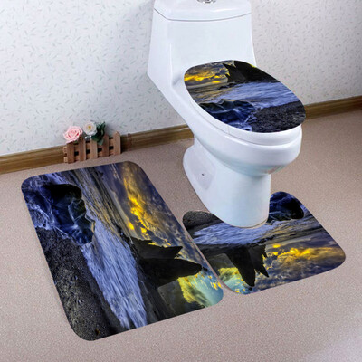 

〖Follure〗3PCS Christmas Bathroom Non-Slip Pedestal Rug Lid Toilet Cover Bath Mat Set