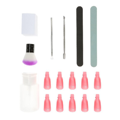 

Gel Nail Polish Remover Kit with Wipe Cotton Pads 10 Pcs Nail Clips Caps 2 Pcs Nail File Triangle Cuticle Pusher&Cutter Set Na