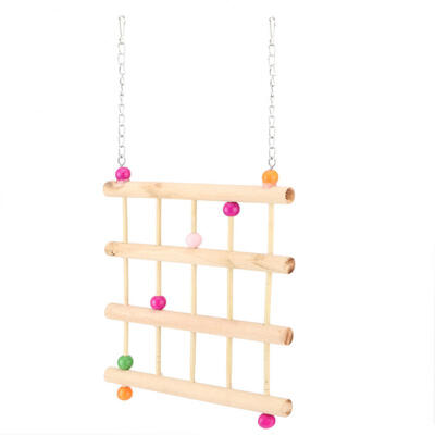 

Greensen Khaki Wooden Birds Climbing Net Pet Parrot Playing Chewing Toy Hanging Swing Ladder