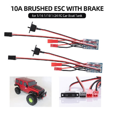 

2Pcs 2S 10A Brushed ESC Electronic Speed Controller with 5V1A BEC for 116 118 124 RC Car Boat Tank w Brake