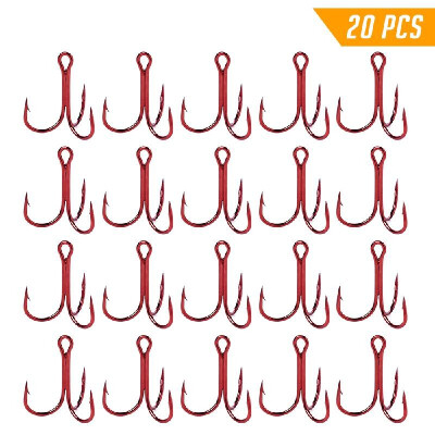 

20pcs Treble Hooks 4 6 8 10 High Carbon Steel Barbed Fishing Hooks