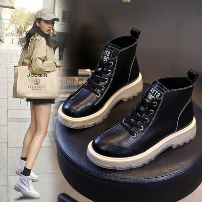 

Autumn&winter new Martin boots female high help wild lace short boots female net red with t