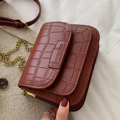 

Texture bag woman 2019 new Korean version fashion 100 lap retro chain bag with one shoulder slanted small square bag