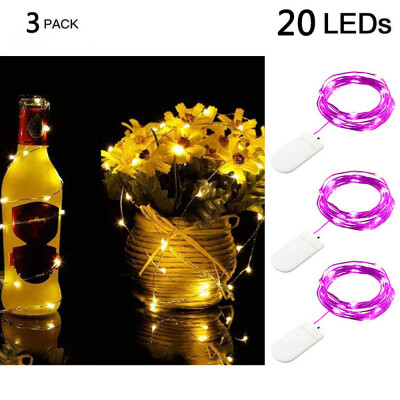 

Gobestart 3Pcs 20LED Fairy Lights Battery Starry String Copper Wire Decor Christmas