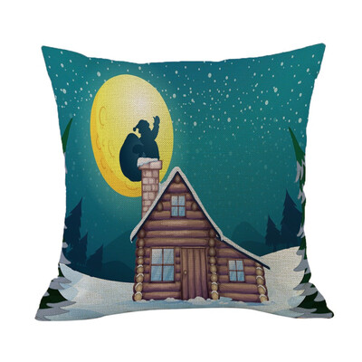 

Tailored Happy Christmas Pillow Cases Linen Sofa Cushion Cover Home Decor Pillow Core