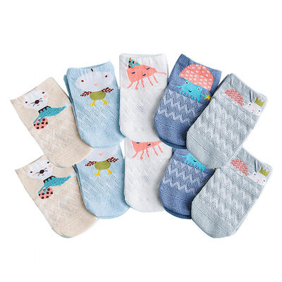 

5 Pairs Unisex Cute Cartoon Socks Newborn Baby Soft Cotton Mesh Boat Socks