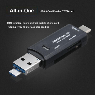 

Type C & Micro USB & USB 3 In 1 OTG Card Reader High-speed USB30 Universal OTG TFSD for Android Computer Extension Headers White