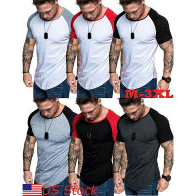 

Mens Slim Fit O Neck Muscle Tee Shirts Casual T-shirt Blouse Soild color Tops