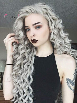 

StrongBeauty Loose Wave Wig Glueless Platinum Blonde Lace Front Cosplay Wig Heat Resistant Sliver Hair for Women Freestyle Wig