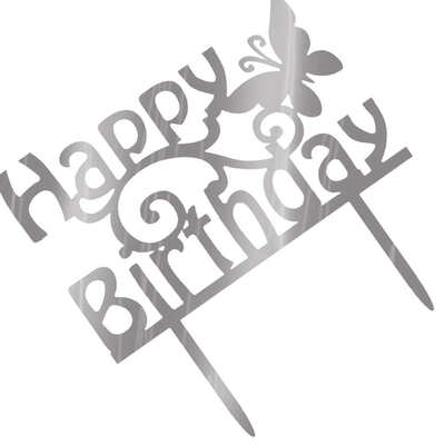 

Square Round Happy Birthday Letter Cake Topper Acrylic DIY Cupcake Cake Smash Candle Party Handmade Stick