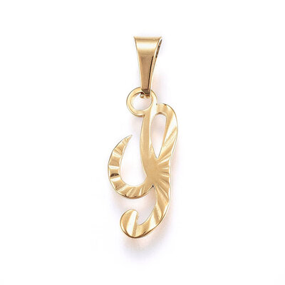 

304 Stainless Steel Pendants Alphabet Golden LetterS 17x7x1mm Hole 5x3mm