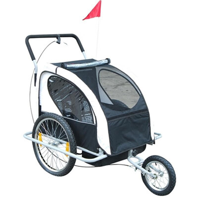 

Aosom 2-in-1 Double Child Bike Trailer&Stroller - Black