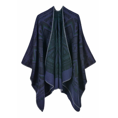 

Vintage Women Winter Poncho Geometric Print Scarf Thick Warm Shawl Pashmina Casual Cardigan Outerwear