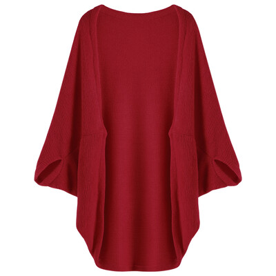 

Collarless Half Batwing Sleeve Knit Open Front Loose Women Casual Cardigan