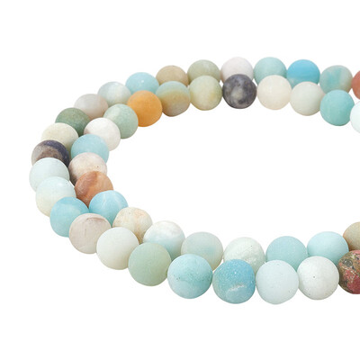 

PH PANDAHALL 1 Set Frosted Natural Amazonite Bead Strands For Jewelry Making