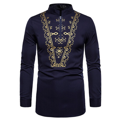 

Tailored Mens Fashion Leisure African Style Printing Long-sleeved Shirt Tops Blouse