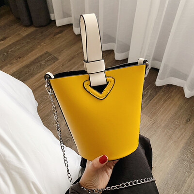

Bag female new fashion chain hit color shoulder bag shoulder bag simple simple bucket bag tide