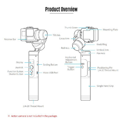 

FeiyuTech G6 3-Axis Stabilized Splash-Proof Handheld Action Camera Gimbal Stabilizer Support WiFi BT Connection OLED Screen for