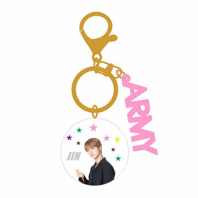 

BTS Creative Acrylic Keychain Double-sided Color Printing Letters Round Card Pendant Key Rings ARMY Hot Gift