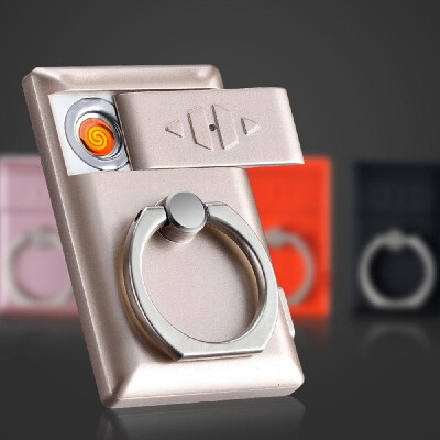 

Portable Ring Mobile Bracket Rechargeable Cigarette Lighter Multinational USB Electronic Lighter Windproof Phone Holder Lighter