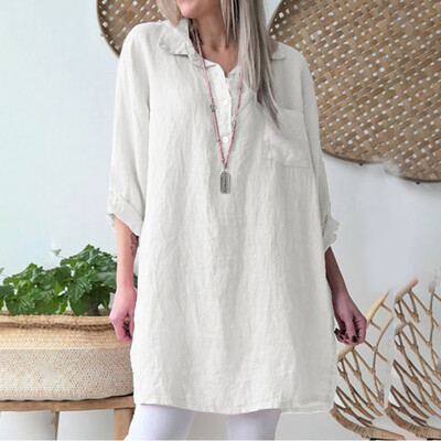 

Womens Top Lepal Long Sleeve Shirt Fashion Casual Pure Color Cotton Blend Top