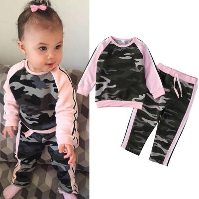 

Toddler Kids Baby Girl Boy Camouflage Sports Clothes T-shirt Tops Pants Leggings Outfits USA Baby