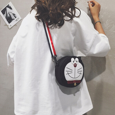 

Cartoon small bag female 2019 new wave Korean version of the wild cute ocean round bag student canvas shoulder Messenger bag
