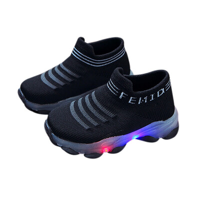 

Newborn Baby Sneakers Winter Cotton Baby Girl Sock With Rubber Soles Infant Funny shoes Toddler Indoor Sock LED Shoes