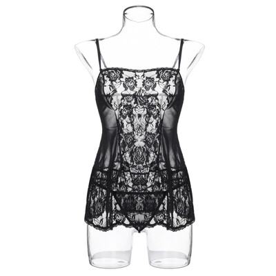

Toponeto Sexy Women Lace Lingerie Babydoll Underwear Nightdress Plus Size Sleepwear Set