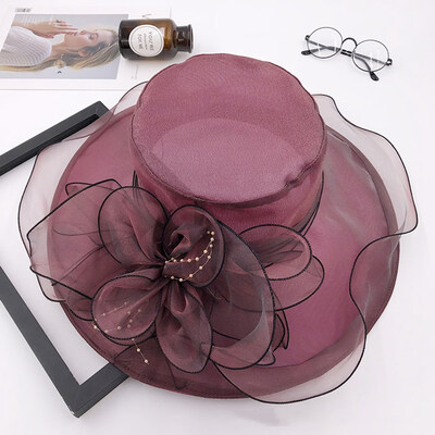 

New Summer Outdoor Flowers Mesh Sun Hat Ladies Wedding Church Party Hat Great