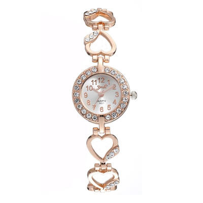 

Bracelet Cute And Elegant Love Shape Watch With Rhinestones On The Surface Womens Watches Bayan Kol Saaty Fashion Clock 50